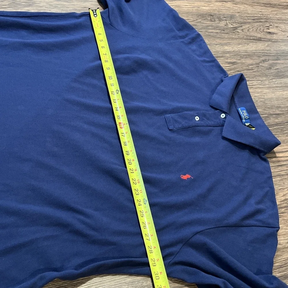 Polo Ralph Lauren Polo Shirt Mens Navy Mesh Cotton Custom Slim Fit Red Pony 4XLT